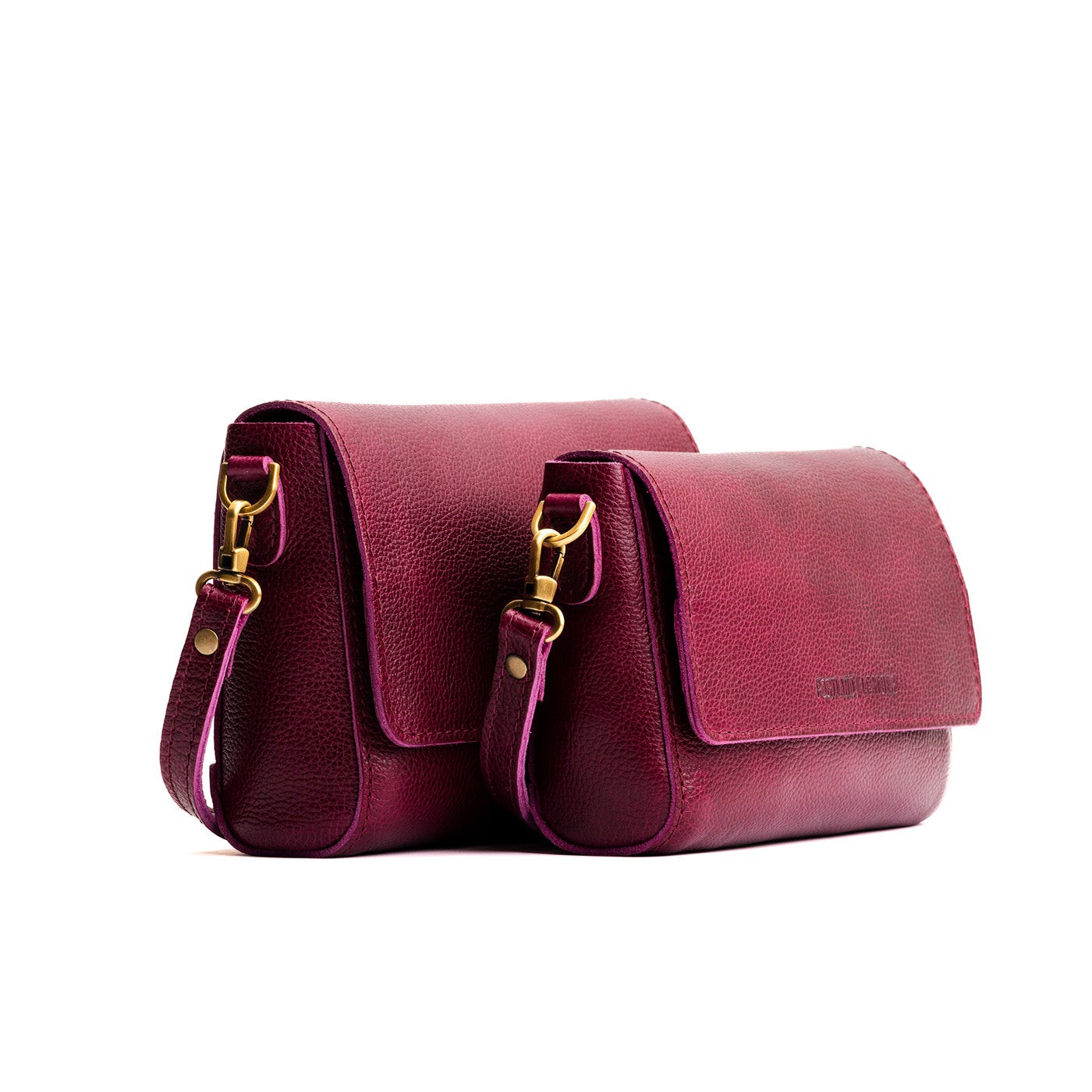 Orchid | Side by Side of both sizes of Leather Crossbody Bag with Magnetic Messenger Bag Closure