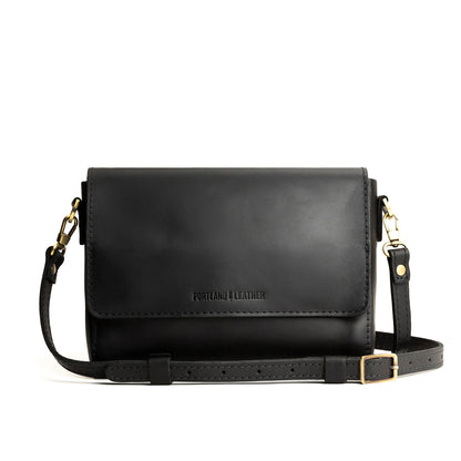 Black*Medium | Leather Crossbody Bag with Magnetic Messenger Bag Closure