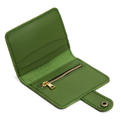 Cactus | Small leather bifold wallet with snap open