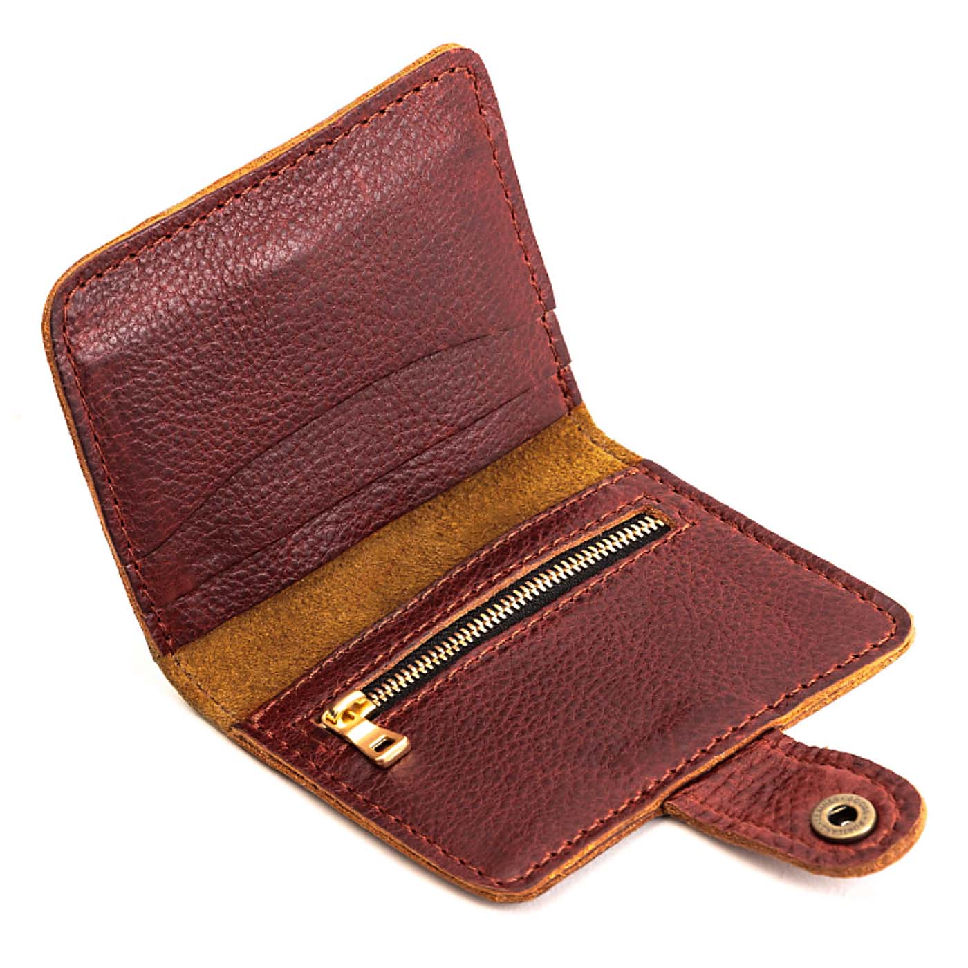 Cinnamon Bear | Small leather wallet with snap open