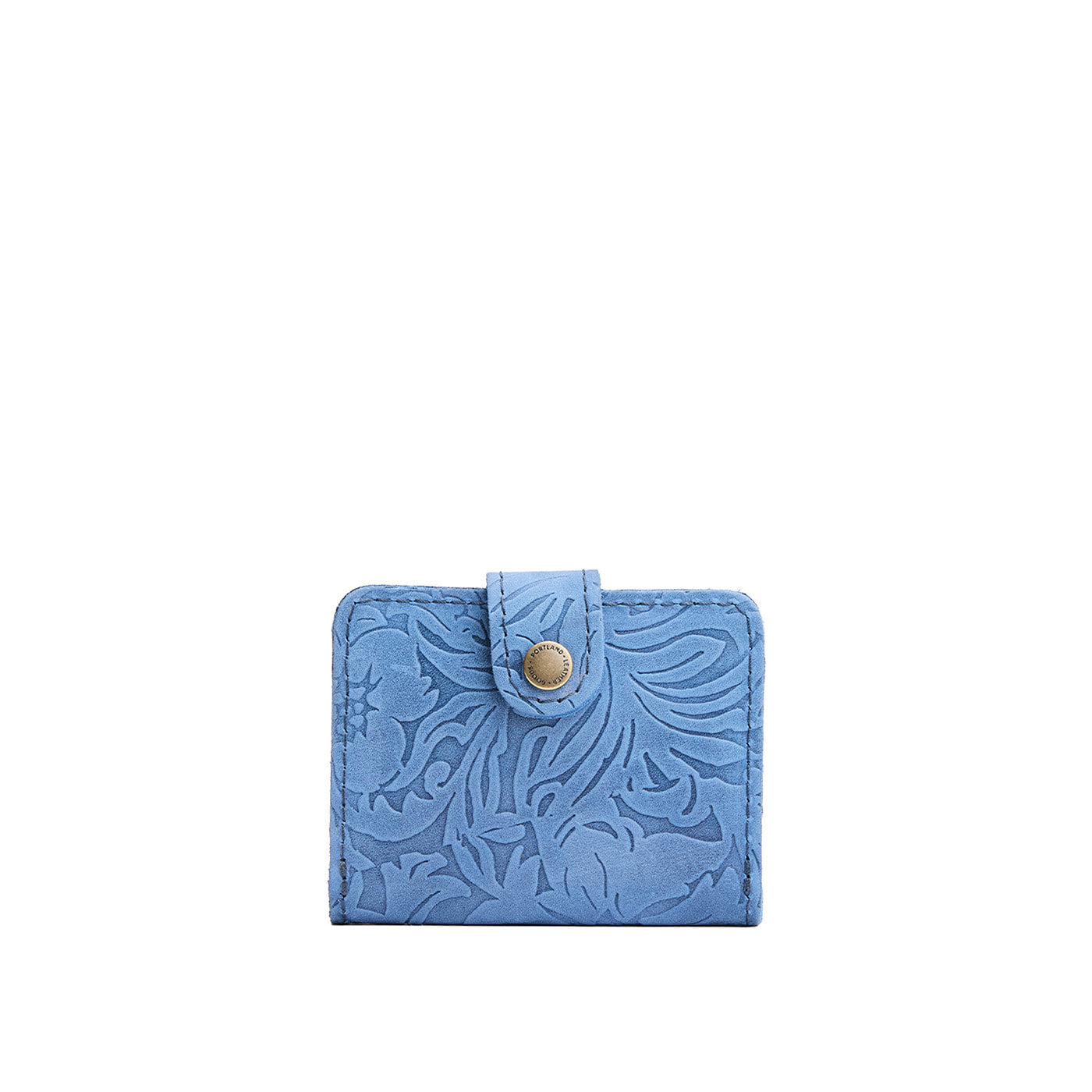 Cornflower | Small leather wallet with snap closed