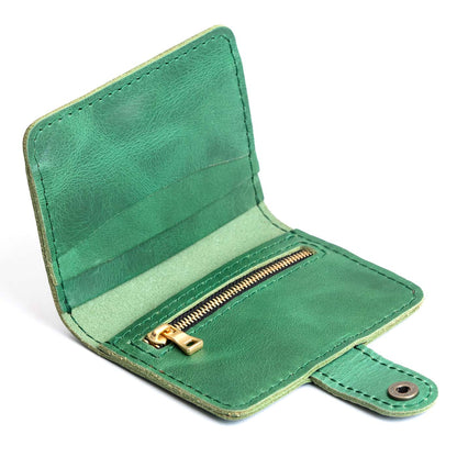 Cowboy Mint | Small leather wallet with snap open