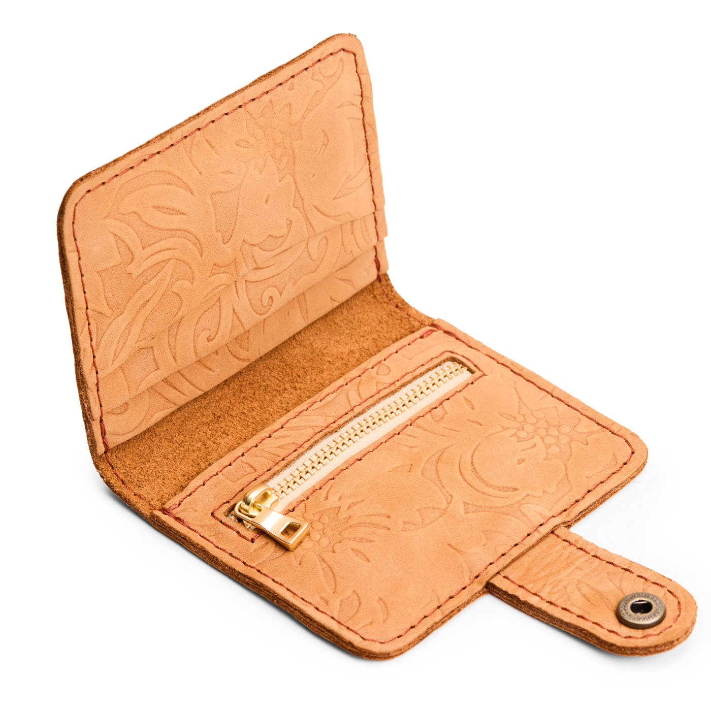Desert Flower | Small leather wallet with snap closed