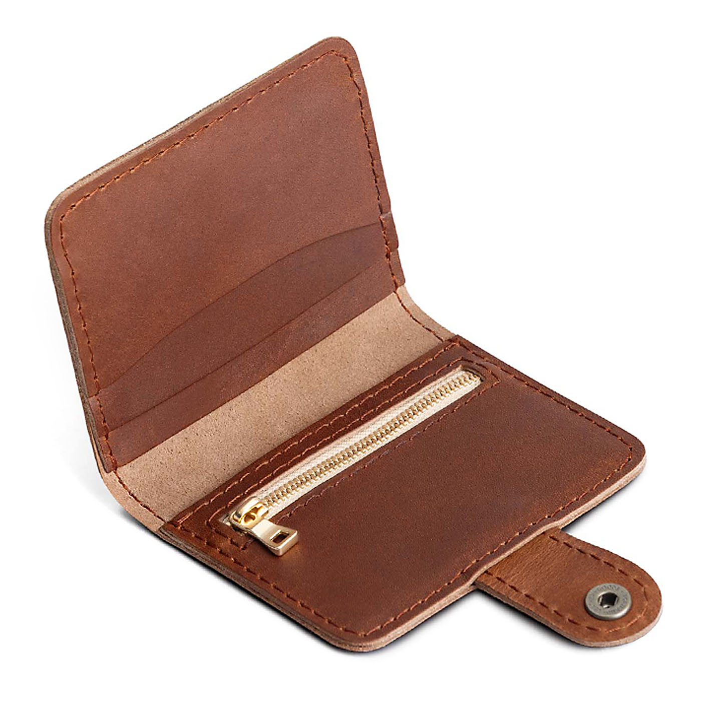 English Tan | Small leather wallet with snap open