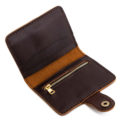 Grizzly | Small leather wallet with snap open