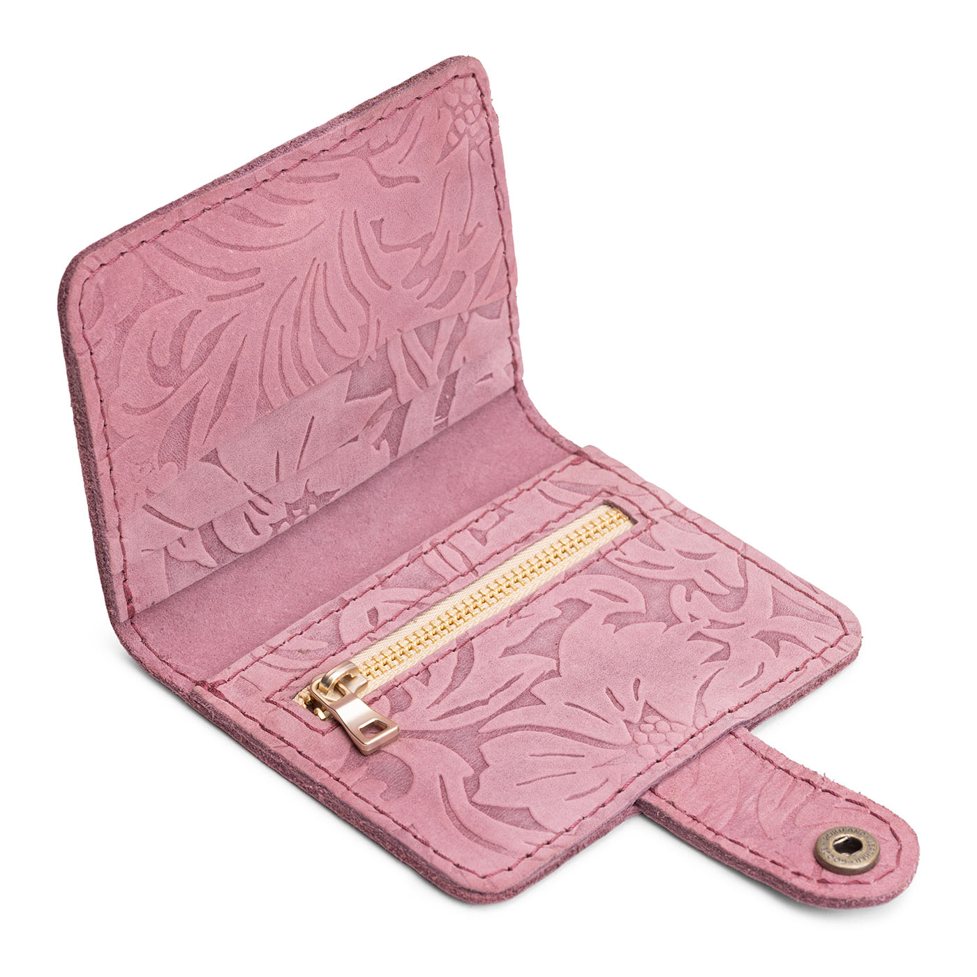 Hollyhock | Small leather wallet with snap closed