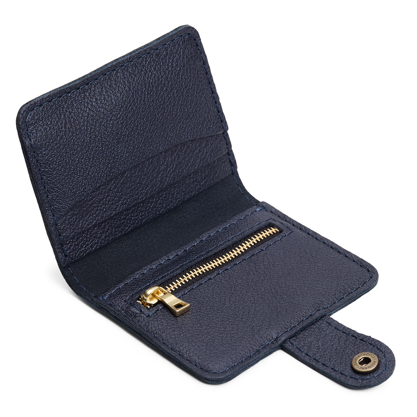 Night Owl | Small leather bifold wallet with snap open