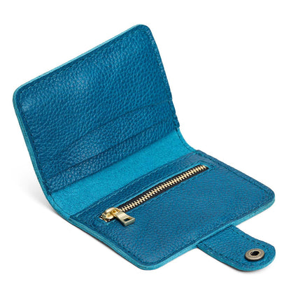 Planetary | Small leather bifold wallet with snap open