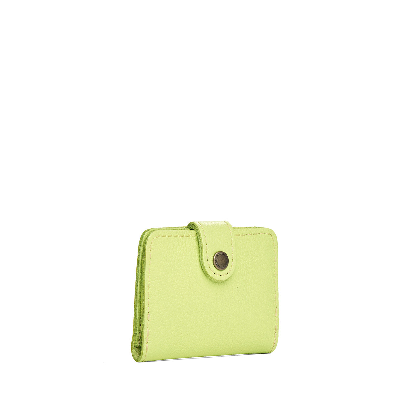 Shadow Lime | Small leather wallet with snap closure