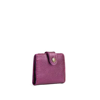 Ultra Violet | Small leather bifold wallet with snap closed