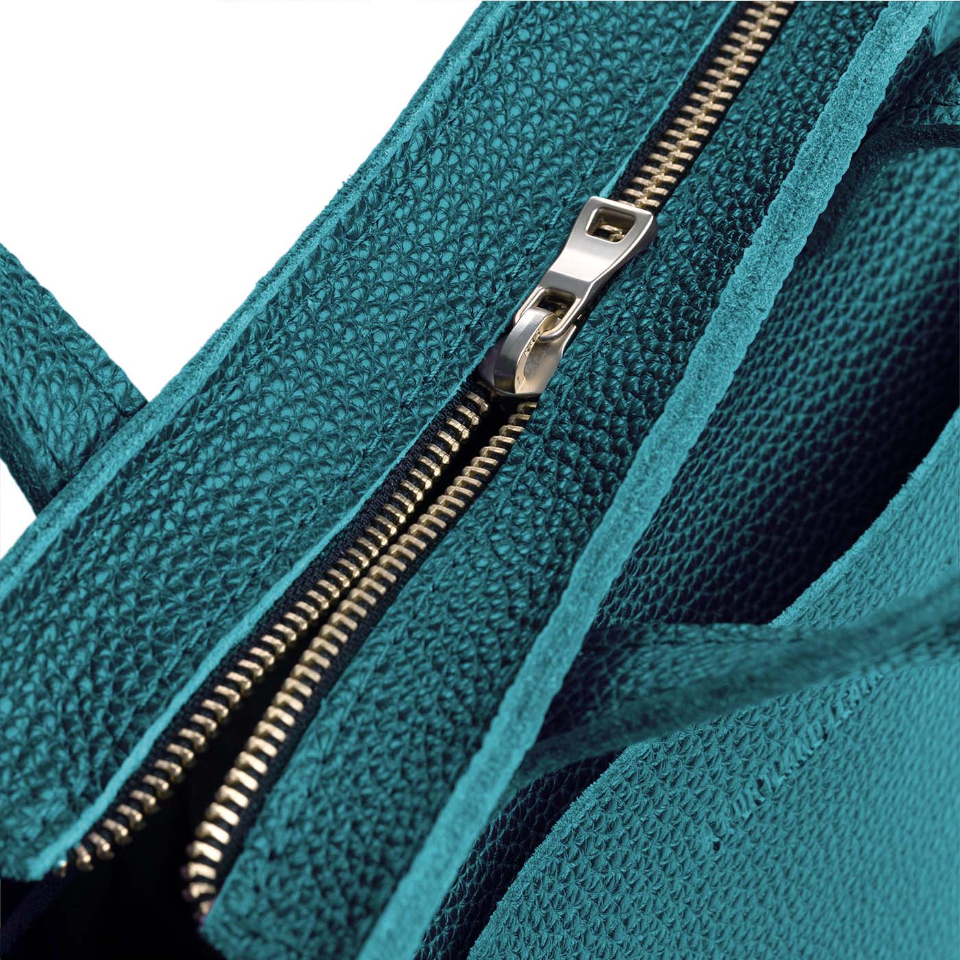 Aquarius*Zipper | Closeup of zipper on crossbody tote bag with zipper closure and front pocket