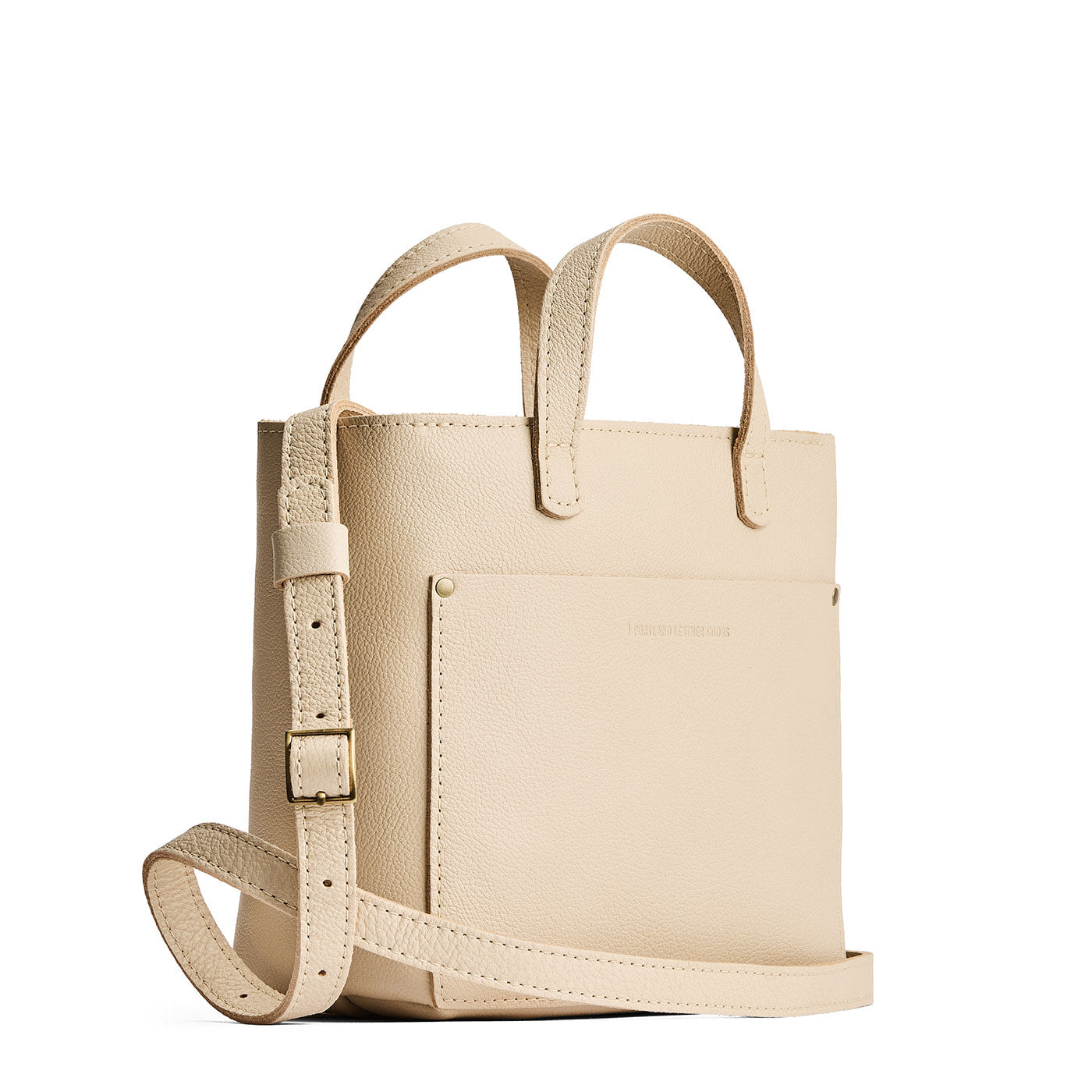 Pebbled Bone*Zipper | Crossbody tote bag with zipper closure and front pocket
