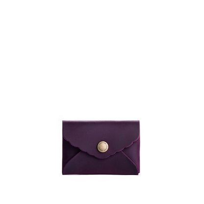 Larkspur | Small leather card wallet with scalloped edge closed