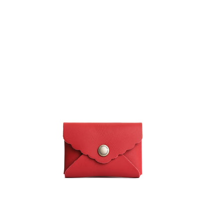 Crimson | Small leather wallet with scalloped edge