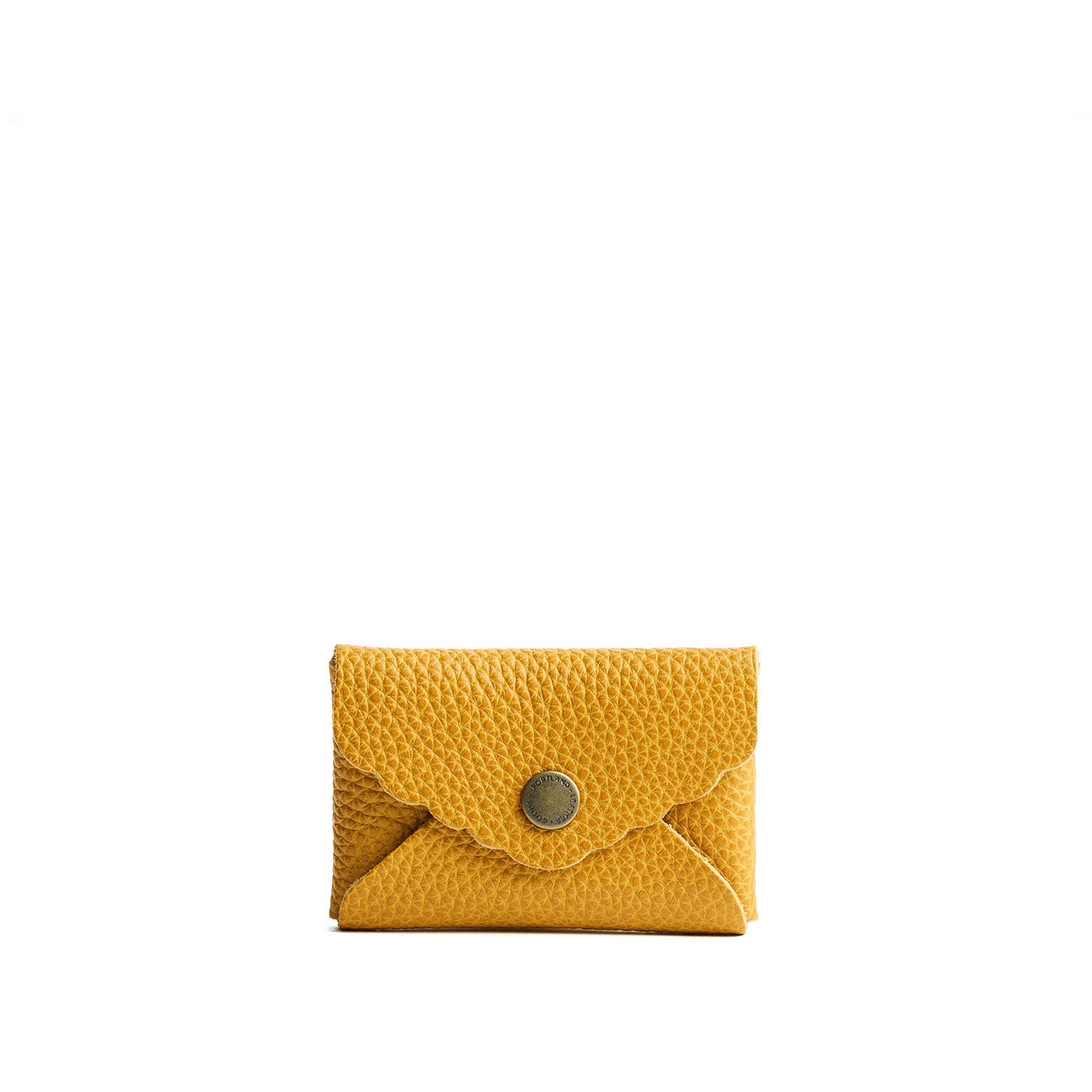 Sunshine | Small leather card wallet with scalloped edge