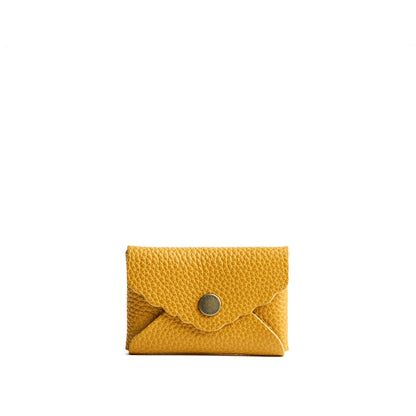 Sunshine | Small leather card wallet with scalloped edge