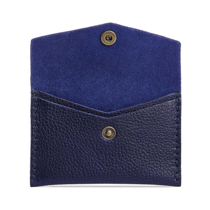 Cobalt | Small leather envelope card wallet with snap closure