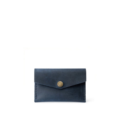 Deep Water | Small leather card wallet with snap closure