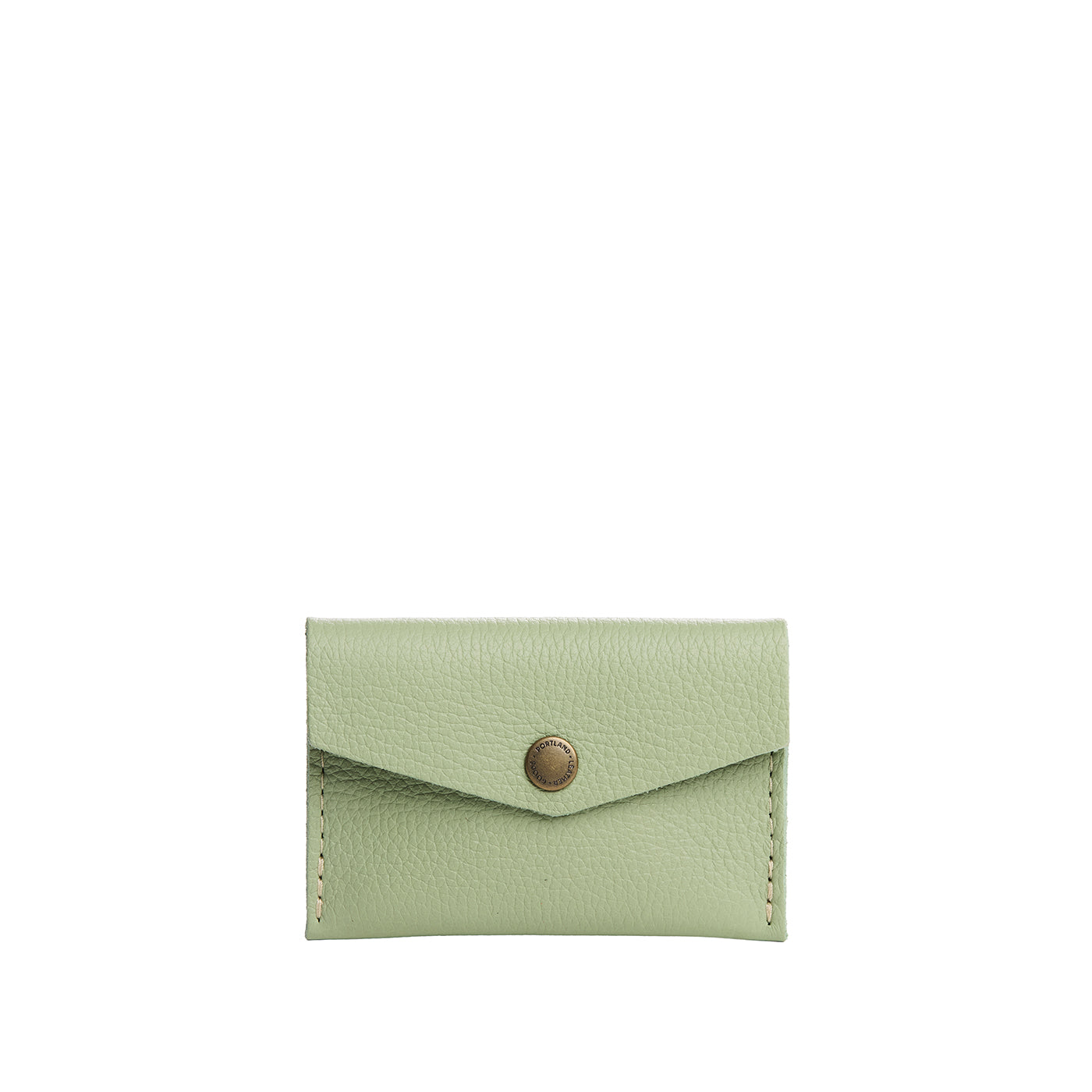 Pistachio | Small leather envelope card wallet with snap closure