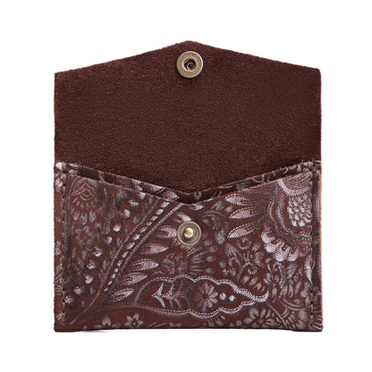 Sepia | Small leather envelope card wallet with snap closure