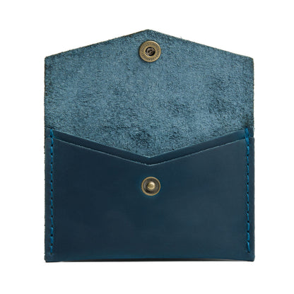 Westward Blue | Small leather envelope card wallet with snap closure