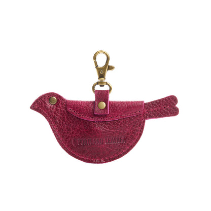 Orchid | Bird shaped pouch with button closure and lobster clasp
