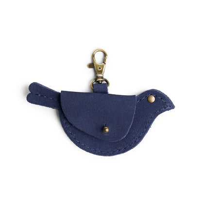 Alaska Blue | Bird shaped pouch with button closure and lobster clasp