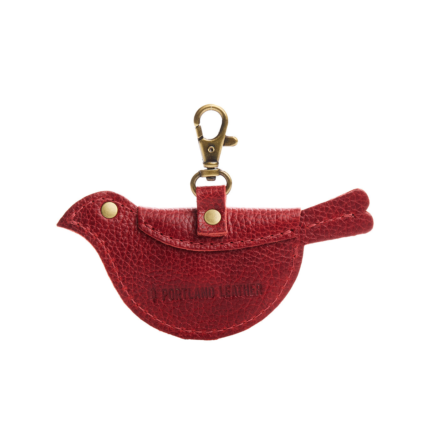 Chili Red | Bird shaped pouch with button closure and lobster clasp