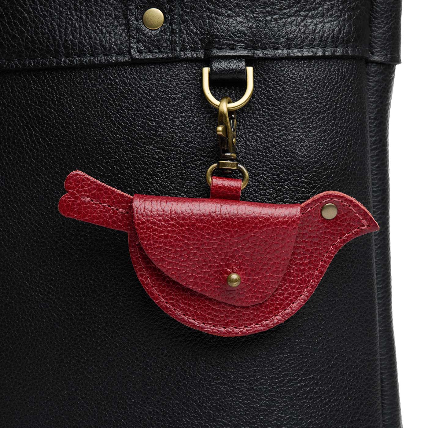 Chili Red | Bird shaped pouch with button closure and lobster clasp