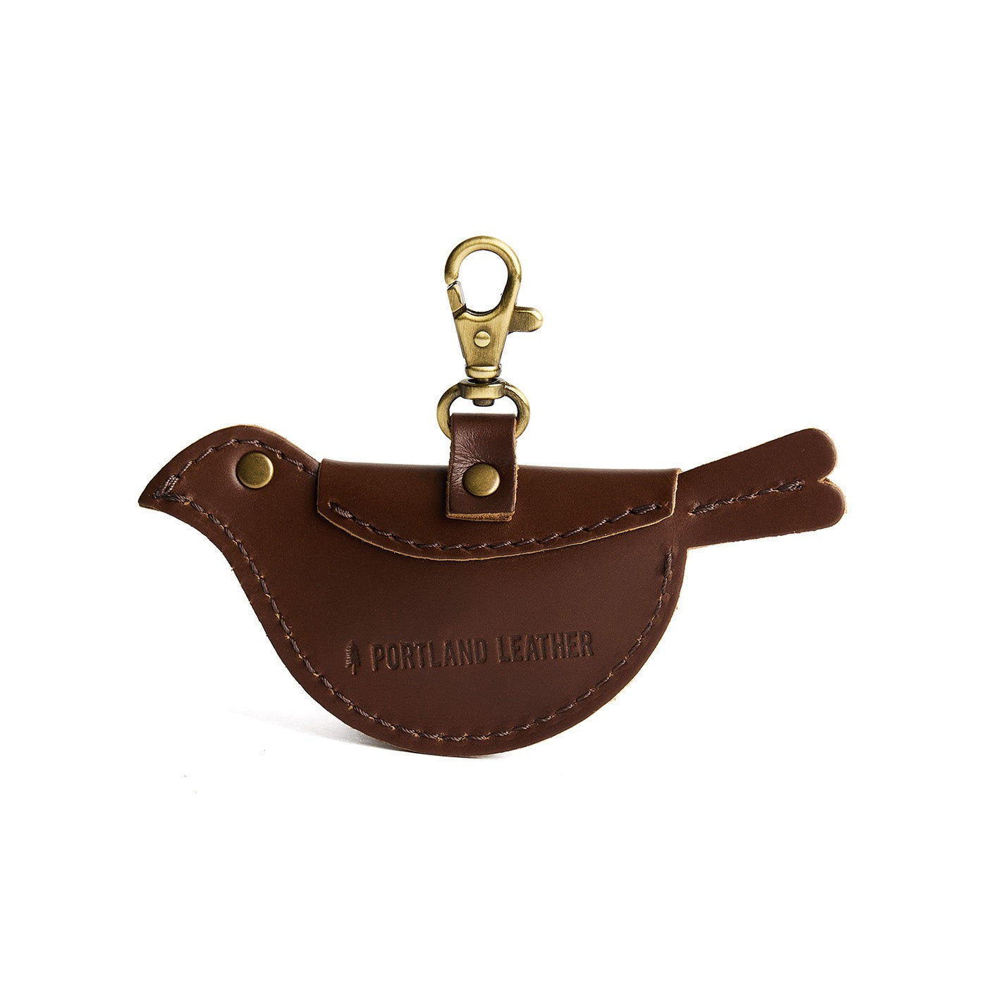 Chocolate Brown | Bird shaped pouch with button closure and lobster clasp
