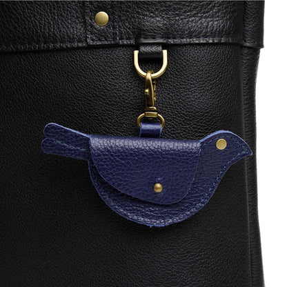 Cobalt | Bird shaped pouch with button closure and lobster clasp
