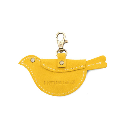 Hello Yellow | Bird shaped pouch with button closure and lobster clasp