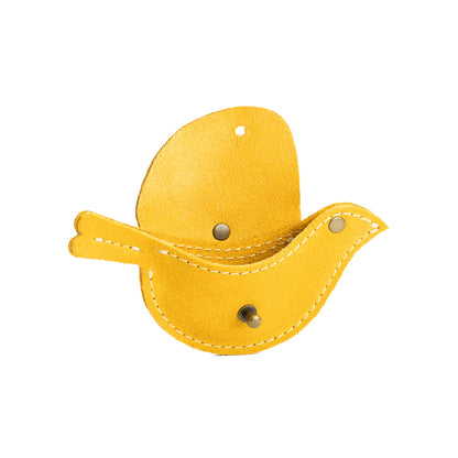 Hello Yello1 | Bird shaped pouch with button closure and lobster clasp