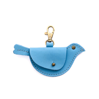Iceberg Blue | Bird shaped pouch with button closure and lobster clasp