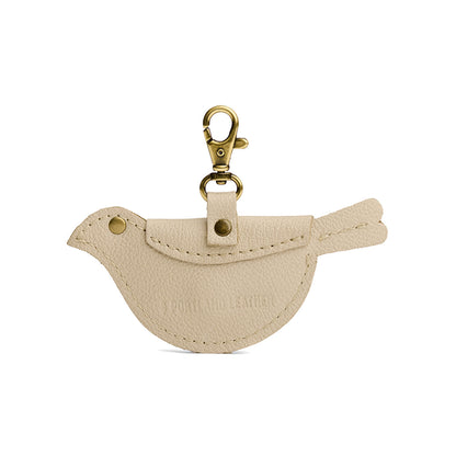 Pebbled Bone | Bird shaped pouch with button closure and lobster clasp