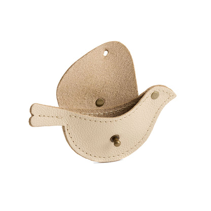 Pebbled Bone | Bird shaped pouch with button closure and lobster clasp