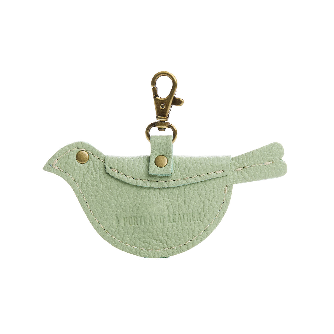 Pistachio | Bird shaped pouch with button closure and lobster clasp