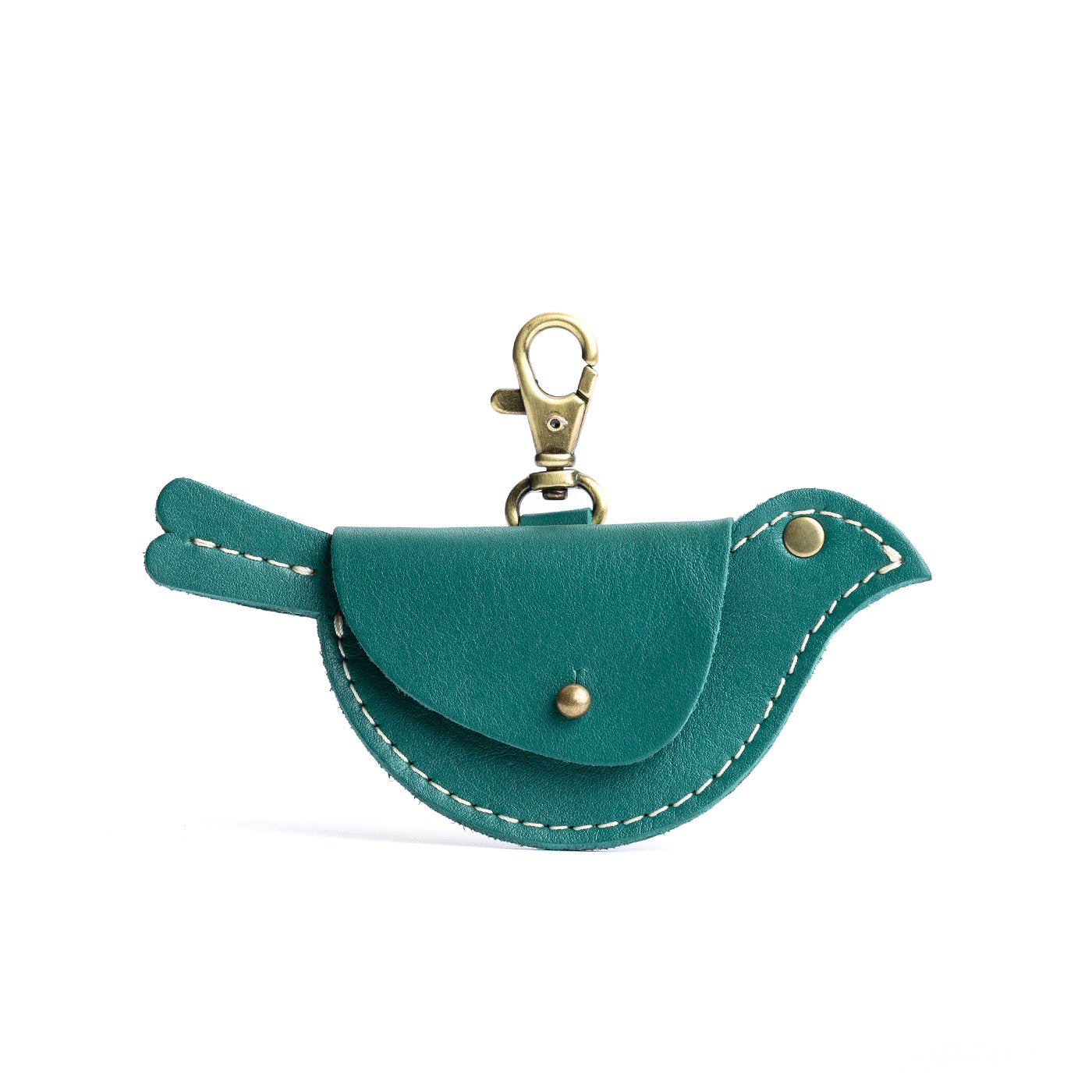 Peacock | Bird shaped pouch with button closure and lobster clasp