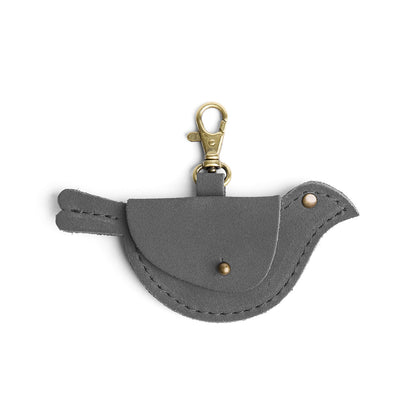 Smoke Grey | Bird shaped pouch with button closure and lobster clasp