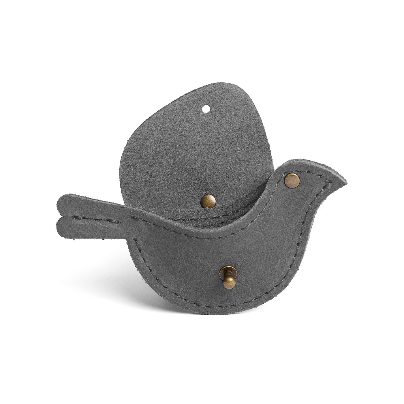 Smoke Grey | Bird shaped pouch with button closure and lobster clasp