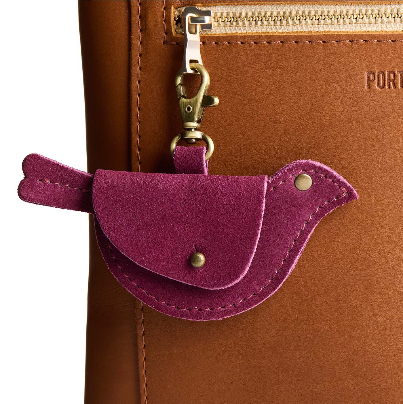 Superbloom | Bird shaped pouch with button closure and lobster clasp
