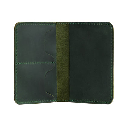 Evergreen | Leather passport case with PLG logo open shot