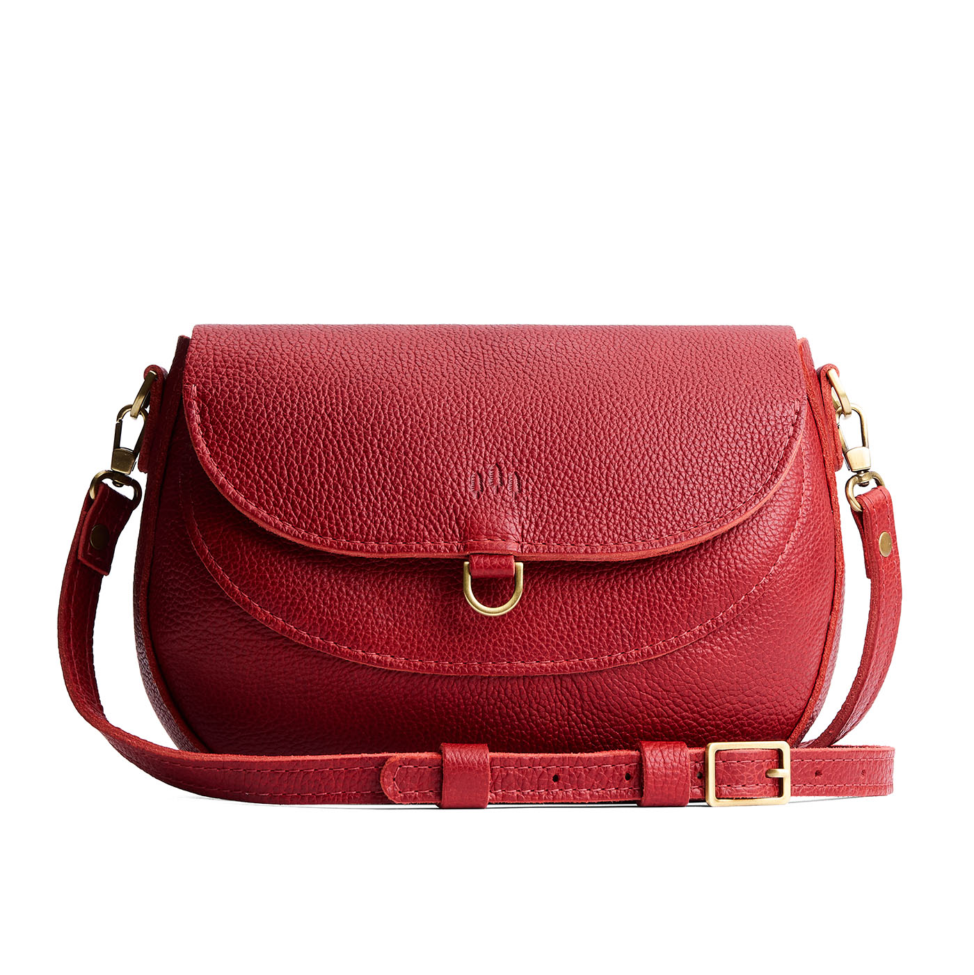 Chili Red*Large | Leather Crossbody with a flap and magnetic closure