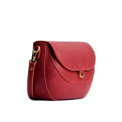 Chili Red*Large | Leather Crossbody with a flap and magnetic closure