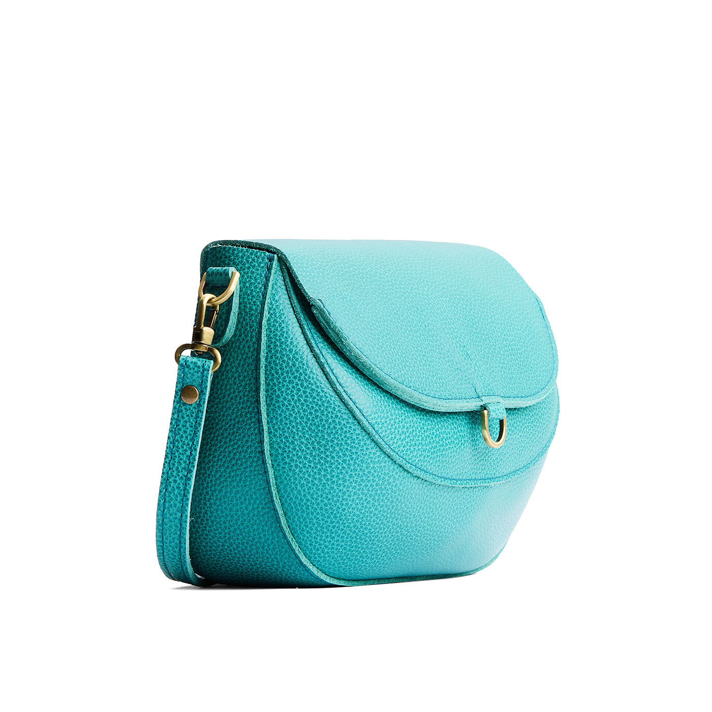 Seafoam*Large | Leather Crossbody with a flap and magnetic closure