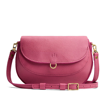 Wild Rose*Large | Petite leather Crossbody with a flap and magnetic closure