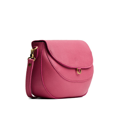 Wild Rose*Large | Petite leather Crossbody with a flap and magnetic closure