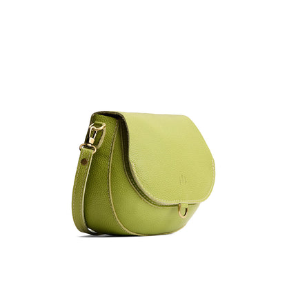 Wasabi*Small | Petite leather Crossbody with a flap and magnetic closure