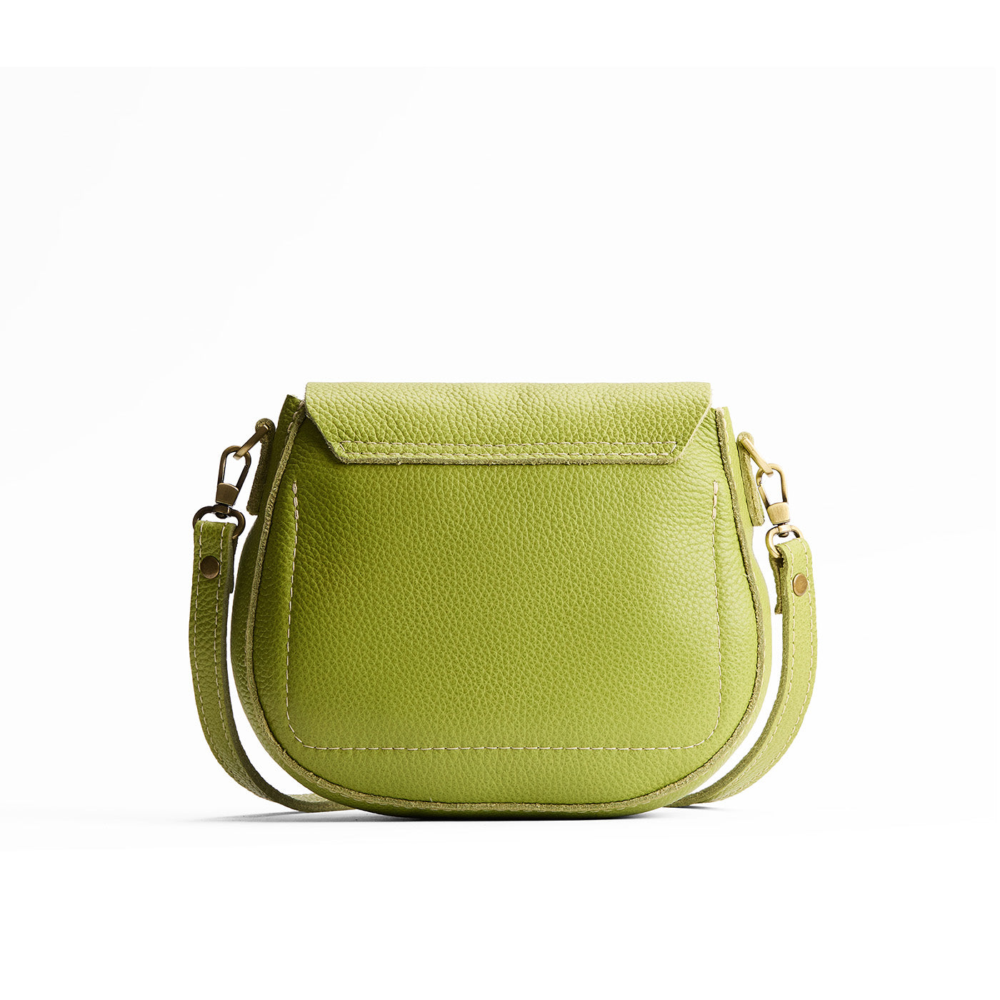 Wasabi*Small | Petite leather Crossbody with a flap and magnetic closure