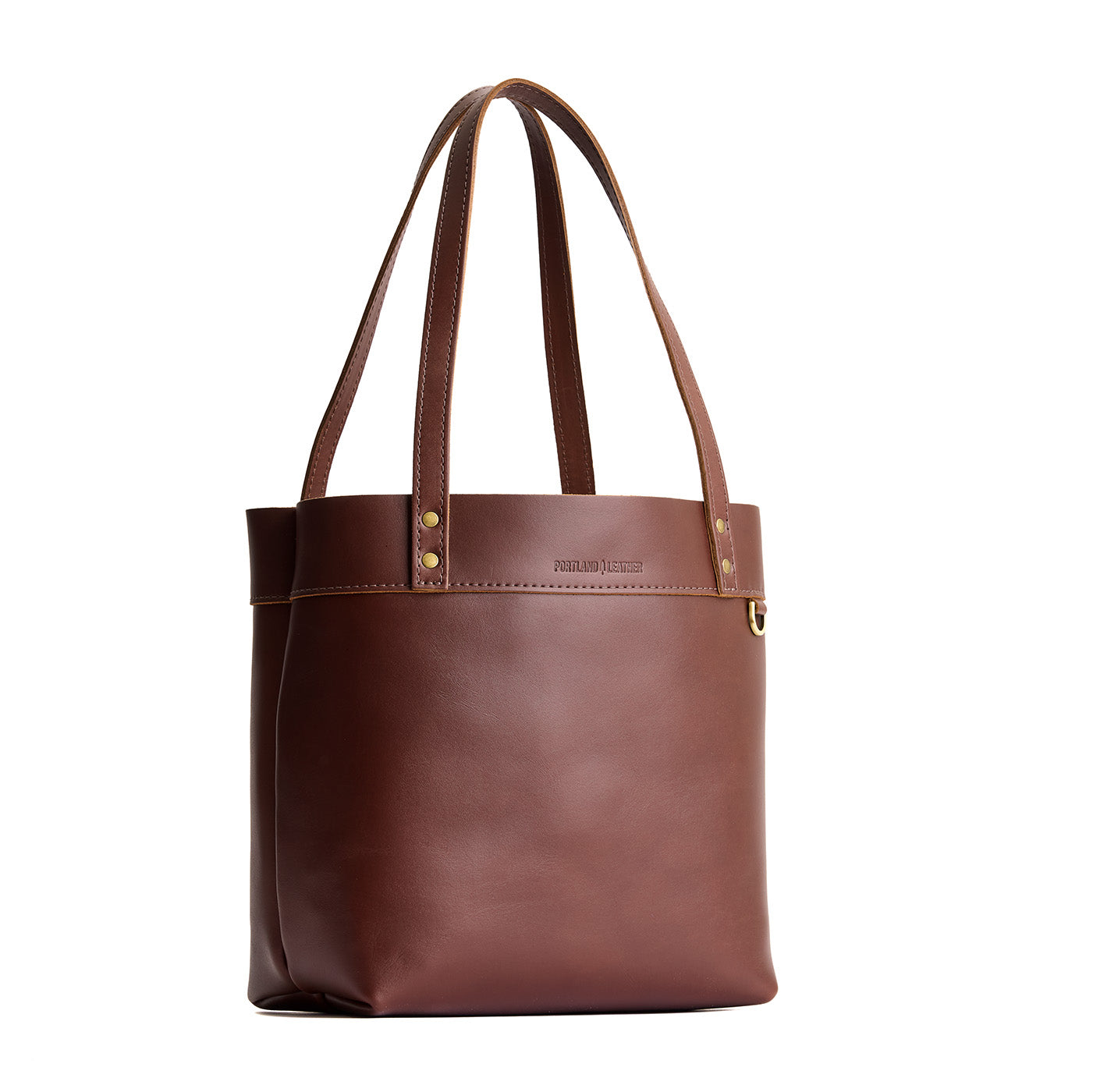 Cognac*Medium*Classic| Leather tote bag with riveted straps and exterior key loop